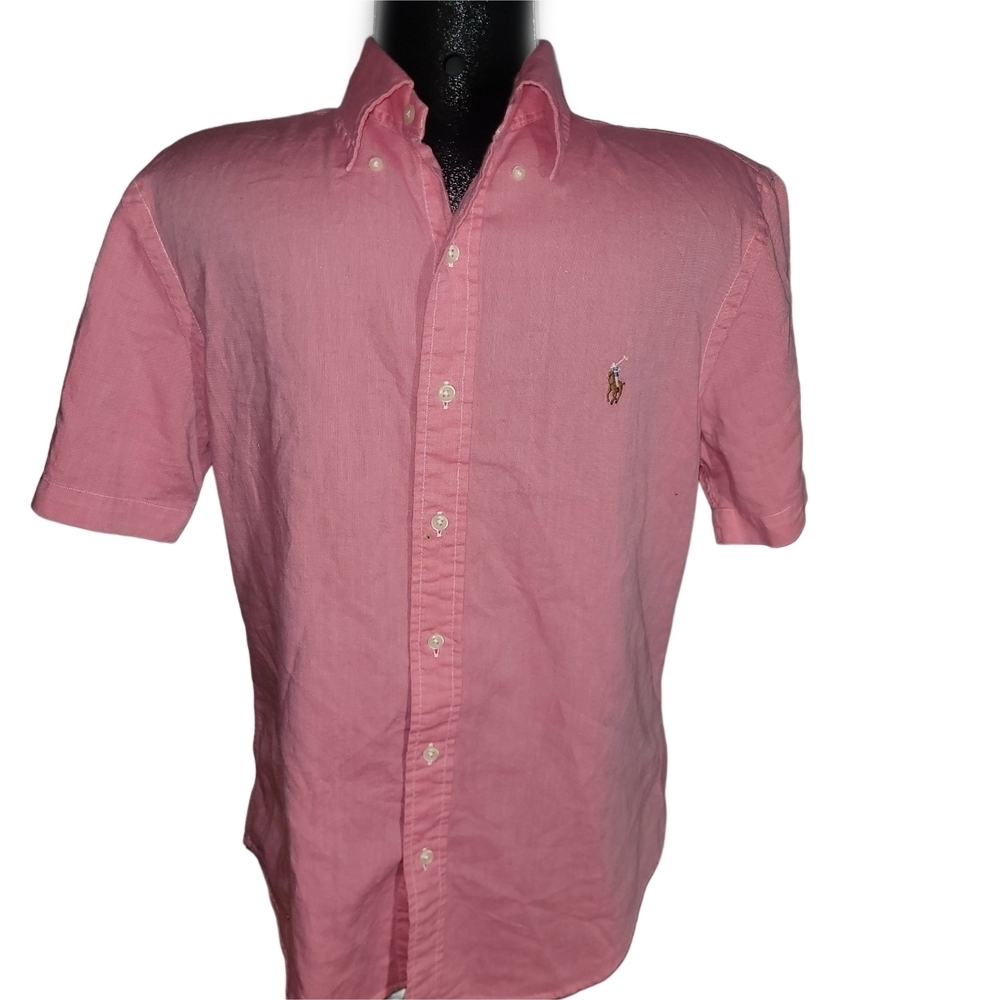 Ralph Lauren Men's Pink Short Sleeve Button Up Shirt Size M